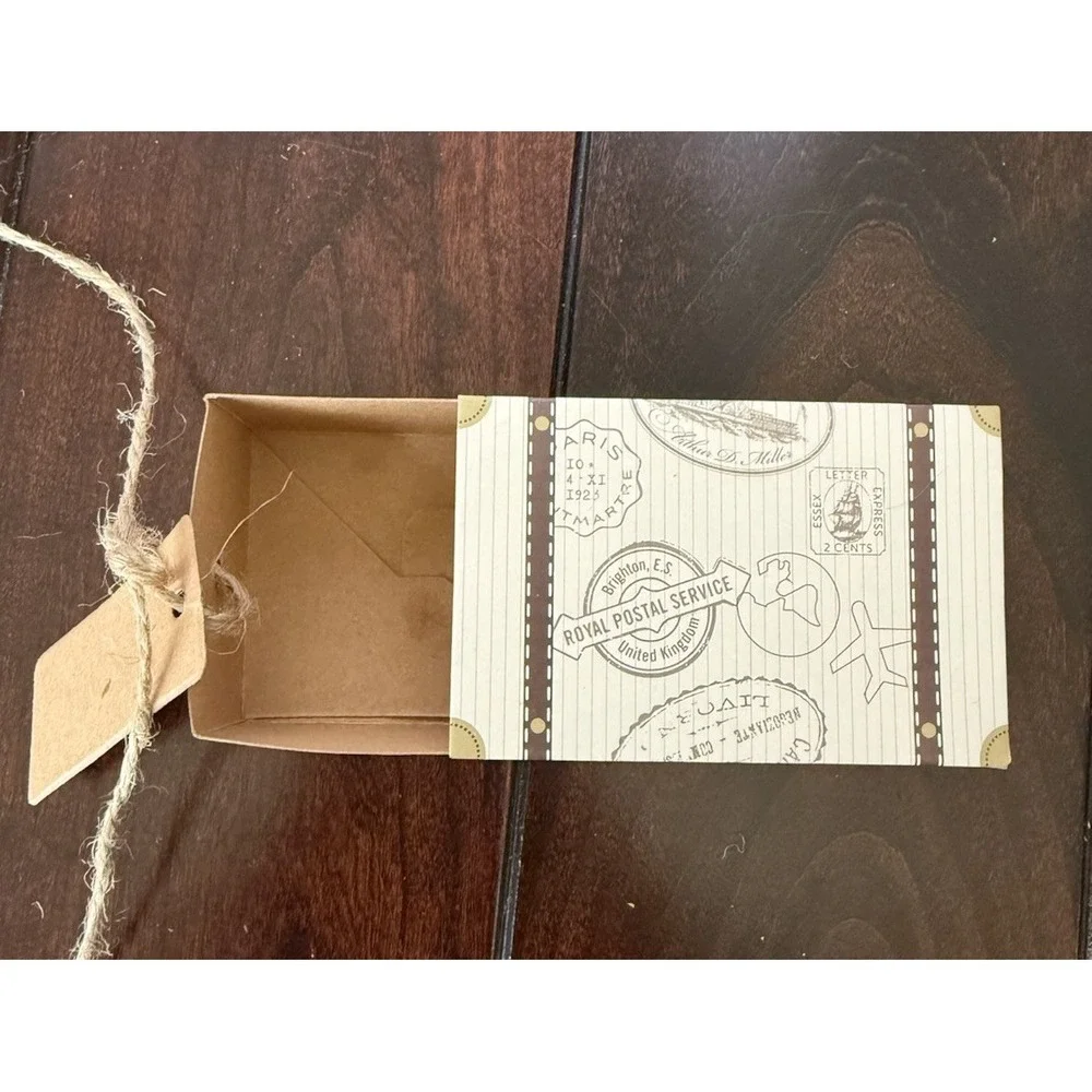 Folded Gift Boxes Tags Ties Pack Of 95 PCs Box Lot Travel Postal Theme New